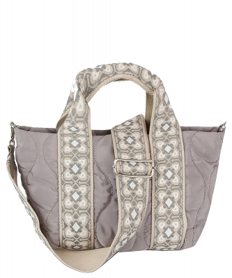 Quilted Nylon Top Handle Satchel LHU479 GRAY